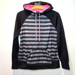 Reebok Hoodie Women's Striped High Neck Pullover Small Athletic